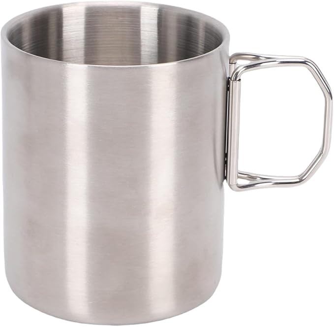Camping Tableware Set Stainless Steel Mess Kit Double Wall Cups Bowls Plates Utensils for 4 Person Outdoor Picnic