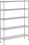 Commercial Wire Shelving Unit 5 Adjustable Shelves with 74 Posts Heavy-Duty Metal Storage Rack Multiple Sizes and Finishes Certified to NSF Standards (Chrome 14 x 54)