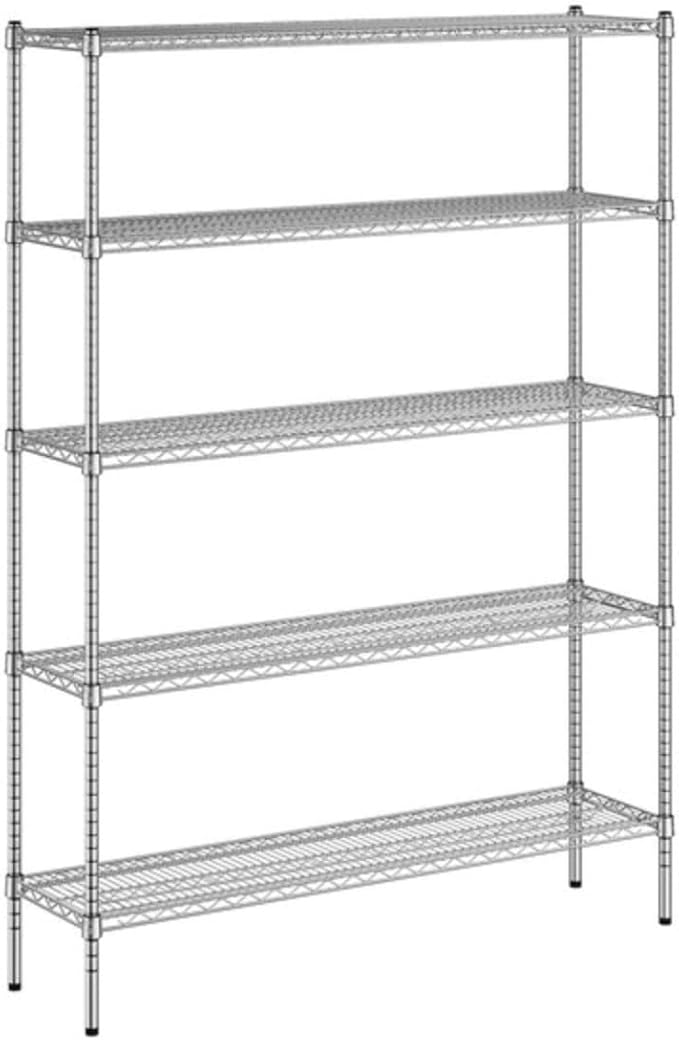 Commercial Wire Shelving Unit 5 Adjustable Shelves with 74 Posts Heavy-Duty Metal Storage Rack Multiple Sizes and Finishes Certified to NSF Standards (Chrome 14 x 54)