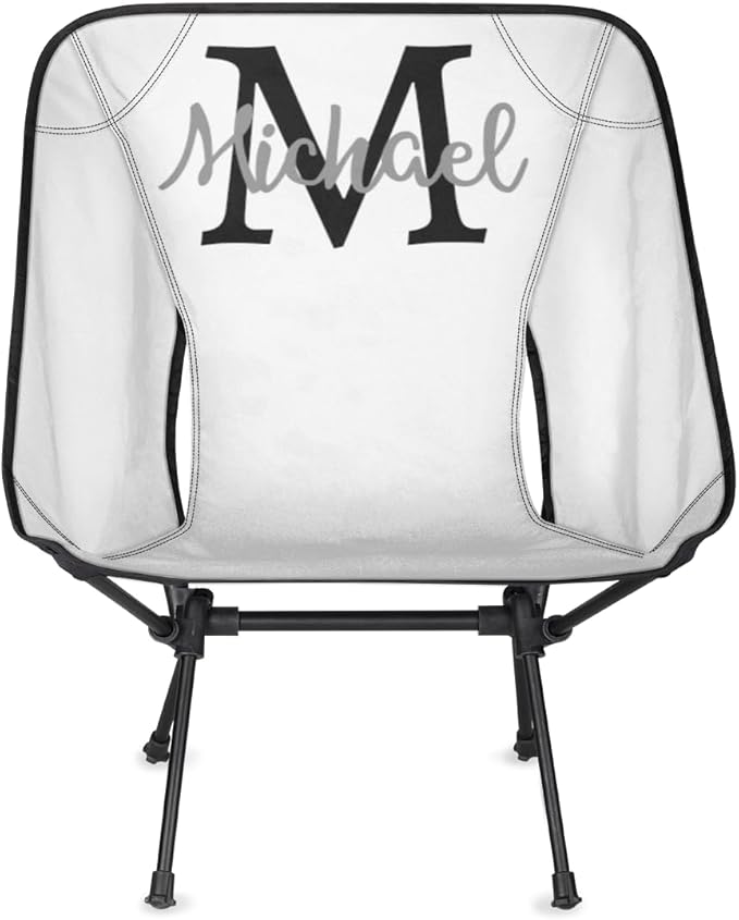 Custom White Portable Camping Chair Personalized Backpacking Chair with Name Lightweight Foldable Chairs for Hiking Beach