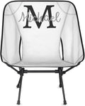 Custom White Portable Camping Chair Personalized Backpacking Chair with Name Lightweight Foldable Chairs for Hiking Beach