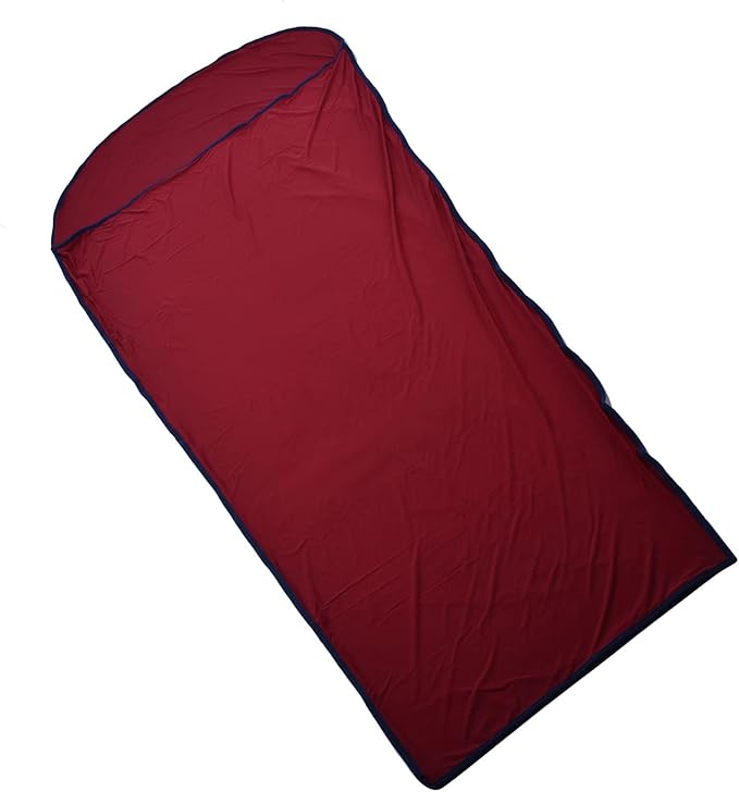 Multifunctional Elastic Sleeping Liner Skin Friendly Comfortable and Breathable to Carry with Storage Versatile Use for Camping Hiking Backpacking (Wine Red)