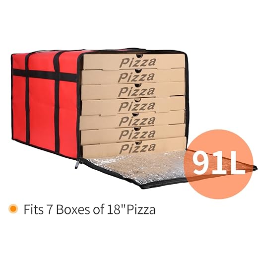Bodaon Insulated Pizza Delivery Bag 20 x 20 x 14 Pizza Warmer Bags for Carry Hot Rideshare Delivery Bag Food Warmers for Parties Pizza Carrier for Commercial Drivers Red 1-Pack