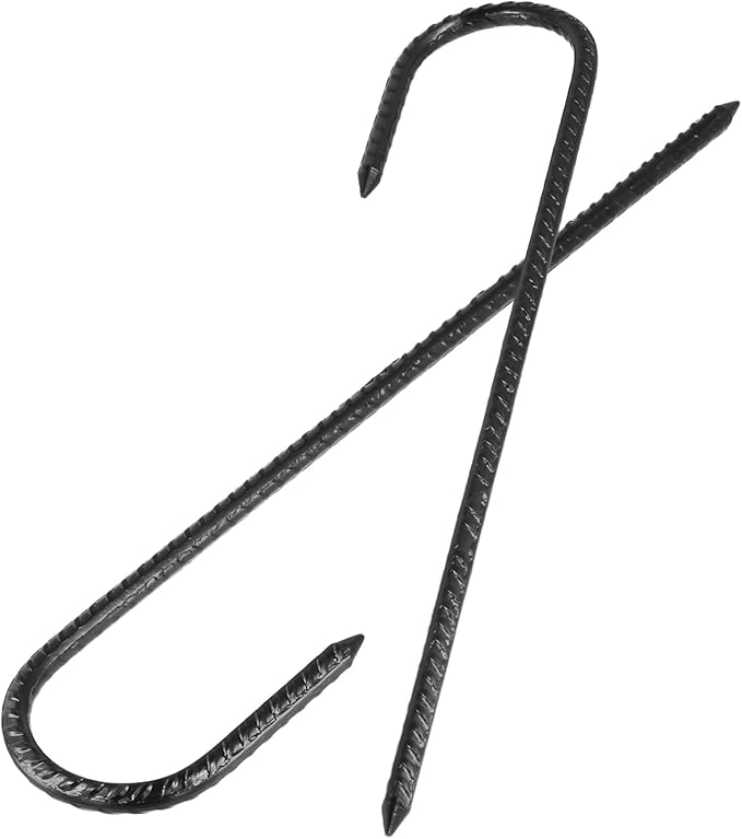 24 Pack Rebar Stakes 12 Inch J Hook Steel Ground Anchors for Garden Tent Trampoline