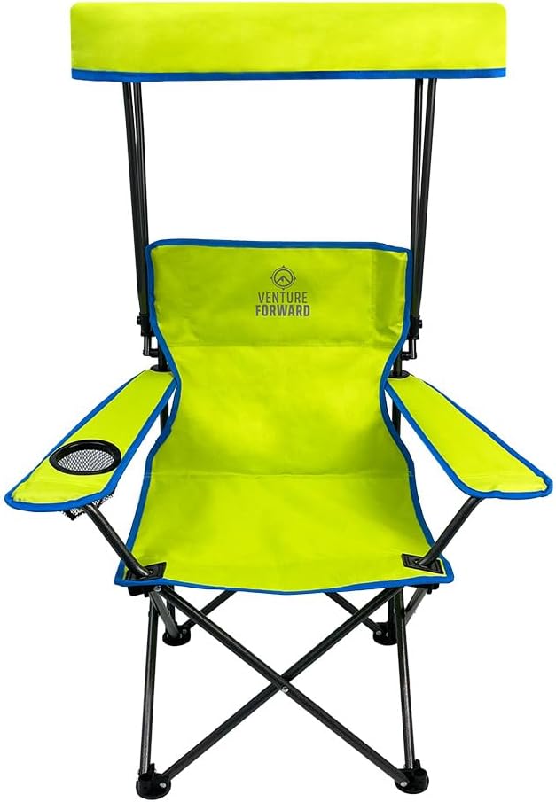 Youth Outdoor Canopy Chair with Adjustable Shade Folding Kids Camping Chair with Cup Holder and Carry Bag Portable Beach Sports and Backyard Seating