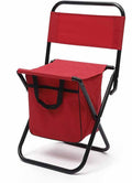 Folding Fishing Chair Portable Foldable Leisure Back Chair with Bag for Outdoor Camping Fishing Hiking Backpacking (Red)