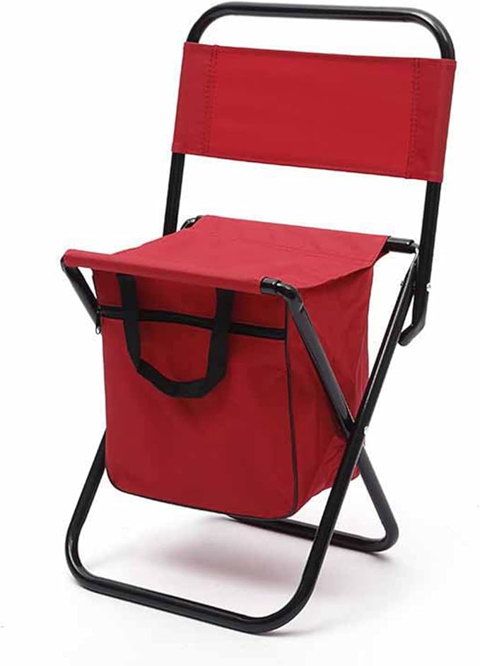 Folding Fishing Chair Portable Foldable Leisure Back Chair with Bag for Outdoor Camping Fishing Hiking Backpacking (Red)