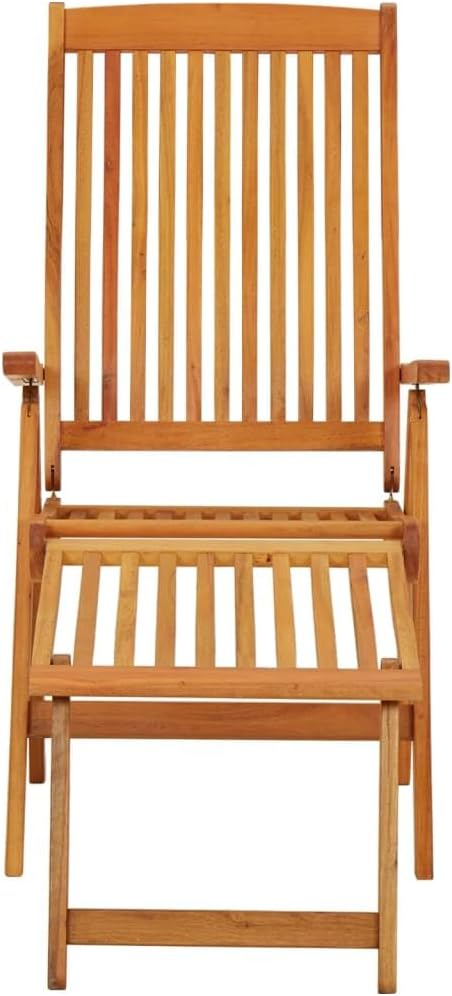 Folding Patio Chairs with Footrests 2 pcs Solid Wood Eucalyptus Outdoor Reclining Lounge Chairs for Garden Terrace and Patio with Adjustable Backrest and Practical Footrests