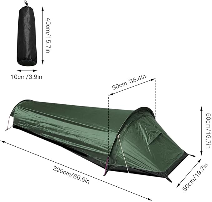 HXBER Single Person Backpacking Tent Hiking Bivy Tent Lightweight Sleeping Bag Tent with Ground Cloth