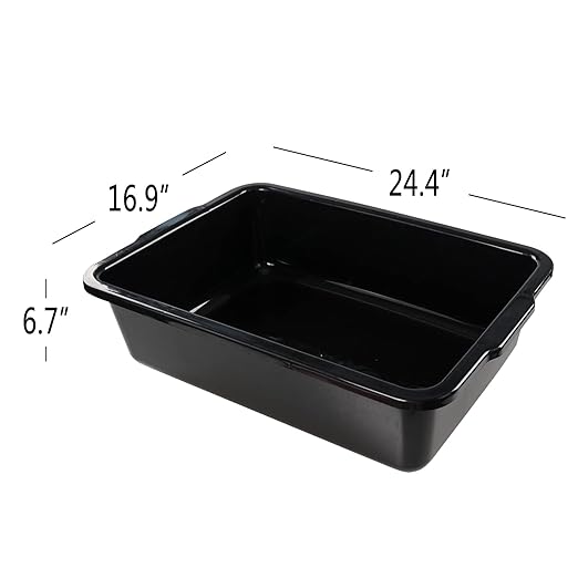 32 Liter Commercial Bus Tubs Black Large Utility Bus Trays/Tote Box Set of 4