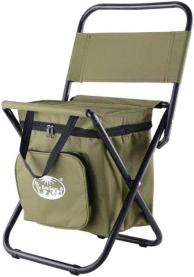 Cooler Chair with BackrestUltralight Portable Folding Camping StoolBackpack Fishing Stool with CoolerStorage Footstool Z6D8Y3