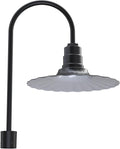 Steel Lighting Co. Highland Park Light | Pole Top Mounted | 16 Radial Wave | Upslope Gooseneck with Slip Fitter for 2-3/8 Standard Poles | Made in America | Matte Black Exterior/White Interior