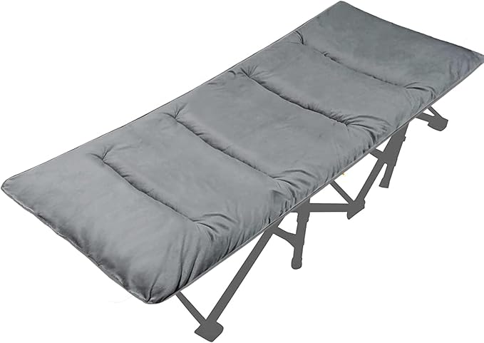 LITA XL Cot Pads for Camping Soft Comfortable Cotton Thick Sleeping Cot Mattress Pad 72x26 Grey and Navy Blue (Only Pad)