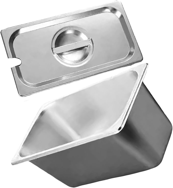 Stainless Steel 1/3 Size Kitchen Pan with Lid for Commercial Food Preparation and Space Saving Storage Container