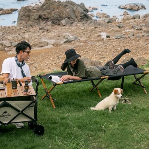 Portable Folding Adult BedCamping Cot Folding Camping Bed for Adults Portable Single Camping Cot Tent Bed Ultralight Comfortable Camp Bed Wood Frame Include Storage Bag for Indoor Out