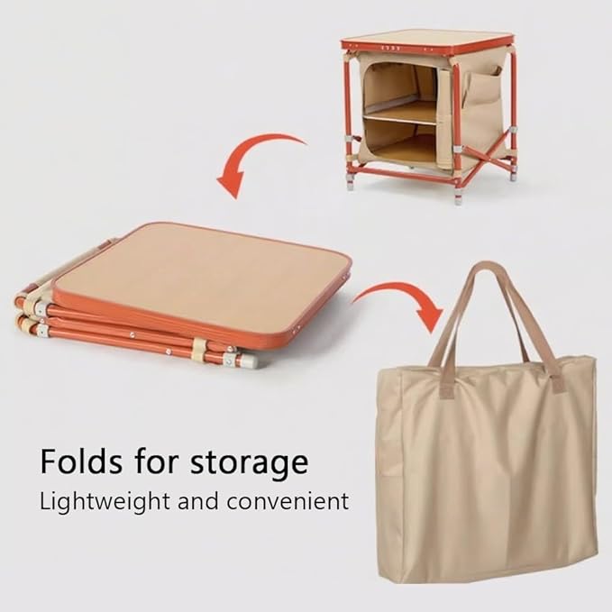 Camping Kitchen Box with Tabletop Camping Table Foldable with Storage Bags Portable Camp Organizer Cabinet for Outdoor and Gear Storage Containers for Easy Carry