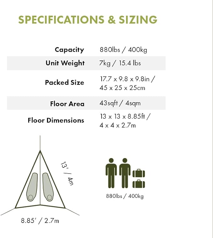 Tentsile Duo 2P Double Hammock – Camping and Lounging Hammock for Backyards Festivals Roo Picnics Outdoor Campouts Black Two Person Designed in The UK (2024)