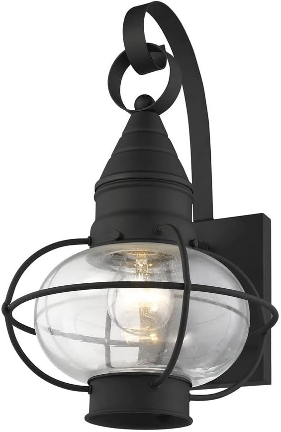 Livex Lighting 26901-04 Transitional One Light Outdoor Wall Lantern from Newburyport Collection in Black Finish 8.75 W x 14.75 H