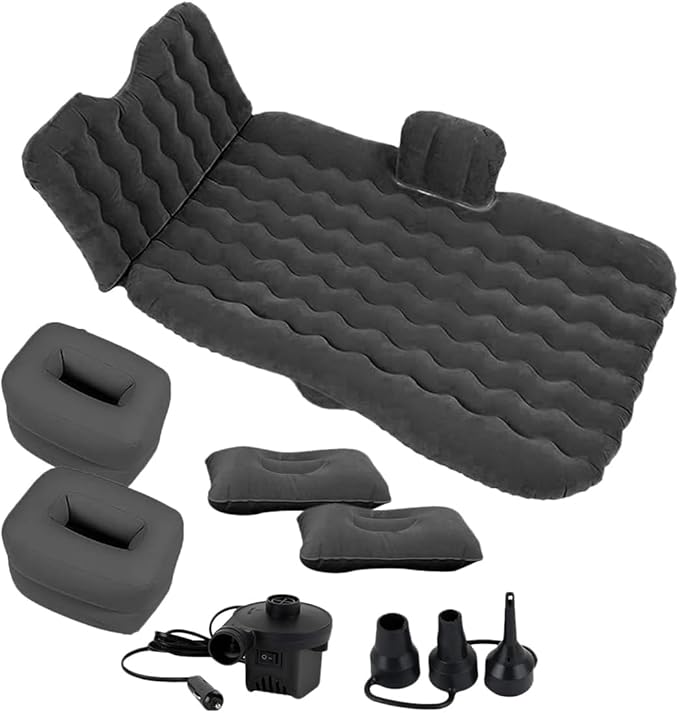Zone Tech Inflatable Car Travel Air Mattress Back Seat- Pump Kit Premium Quality- Vacation Camping-Sleep Automotive Bed with 2 Air Pillows Car SUV Universal Fit