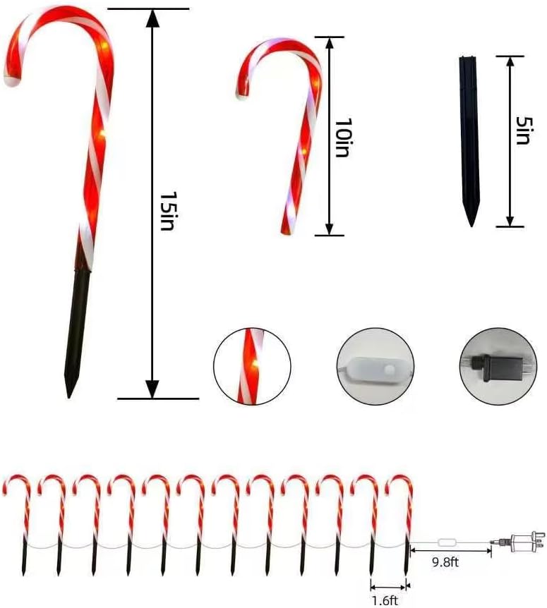 FREECUBE 12 Pack Smart Candy Cane Pathway Lights LED Candy Cane Lights with APP Control Dimming Timer DIY Color Changing Christmas Decoration for Yard Patio Walkway