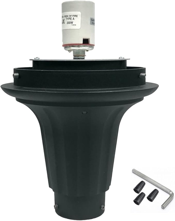 KASTLITE Premium Lamp Post Globe Combo Lighting Fixture | 16 Smoke Lens with Black Aluminum Heavy Duty Fitter for 3 Diameter Posts (Post Not Included) | Comes with Adjustable LED Bulb