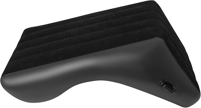 Air Mattress Bed S-Shape Inflatable Sofa with Pump Inflatable Chair Air Couch Flocked Surface Waterproof Portable Blow Up Bed for Camping Lounge Beds for Afternoon Rest (Black)