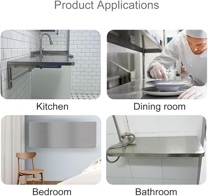 Drop Down Folding Table Wall Mount Concession Shelf Stainless Steel Food Truck Shelves Trailer Countertop Extension Wall Workbench for Kitchen Laundry Room(60x40cm/24x16in)