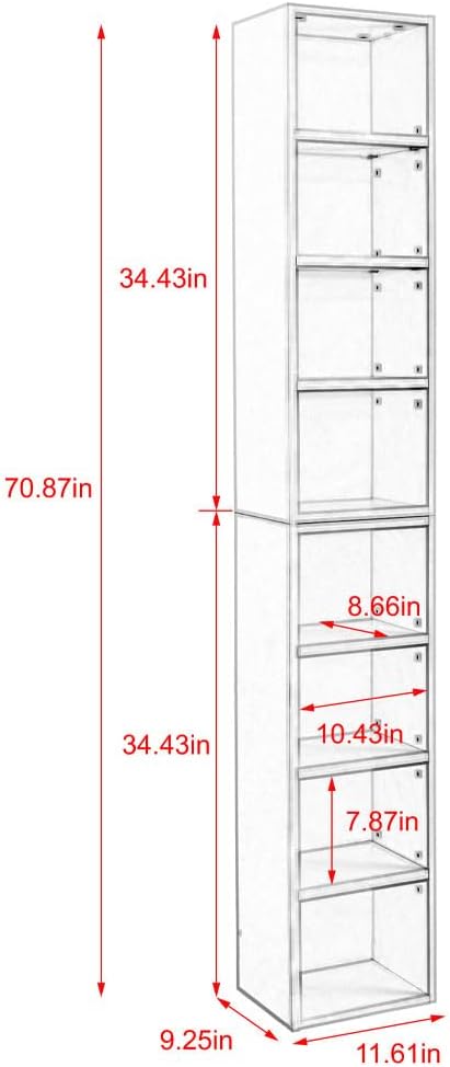 8-Tier Media Tower Rack CD DVD Slim Storage Cabinet with Adjustable Shelves Tall Narrow Bookcase Display Bookshelf for Home OfficeMulti-Functional Double-Decker Bookcase