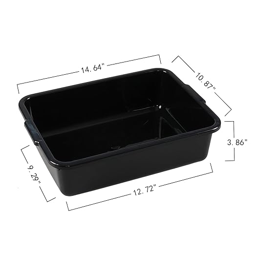 5-Pack 8 L Plastic Commercial Bus Box Tub Small Dishpan Tub Black