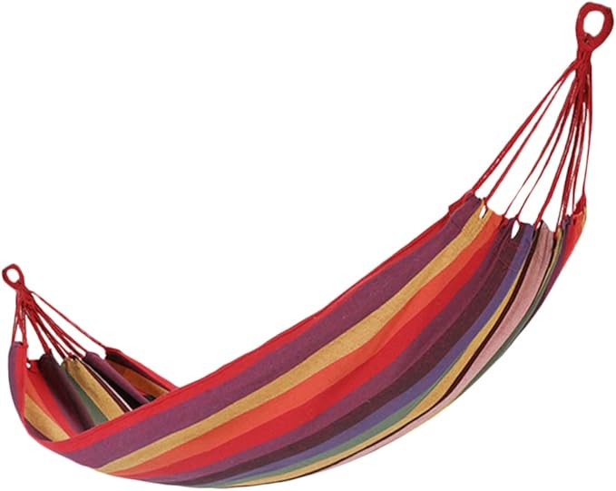 BESPORTBLE 280x100cm Portable Canvas Hammock for Outdoor Camping Travel Garden Use Comfortable Double-Single Design Tree Straps and Carry Bag