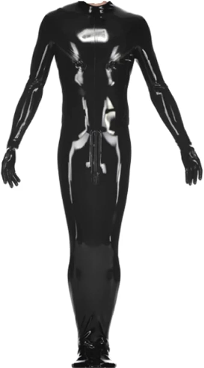 Black Latex Sleeping Bag Body Bag Crotch and Back Zipper Rubber Tight Sleep Sack