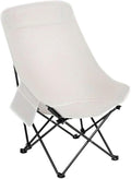 Folding Chairs Heavy Duty Moon Chair with Carry Bag Outdoor Lumbar Back Padded with Side Pockets Built Durable and Reliable(White)