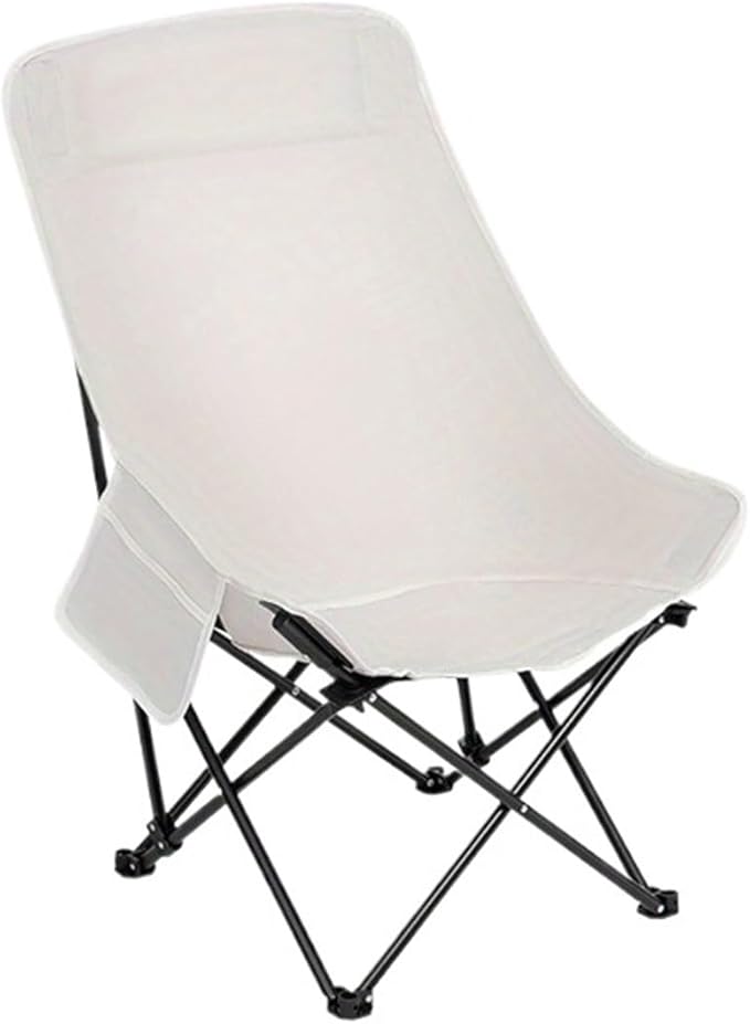 Folding Chairs Heavy Duty Moon Chair with Carry Bag Outdoor Lumbar Back Padded with Side Pockets Built Durable and Reliable(White)