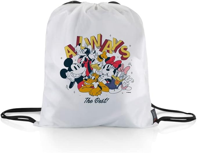 Picnic TIME Disney Mickey and Friends Impresa Picnic Blanket Lightweight Folding Beach Blanket with Carry Backpack Machine Washable Water Resistant Fleece Picnic Mat (Black and White)