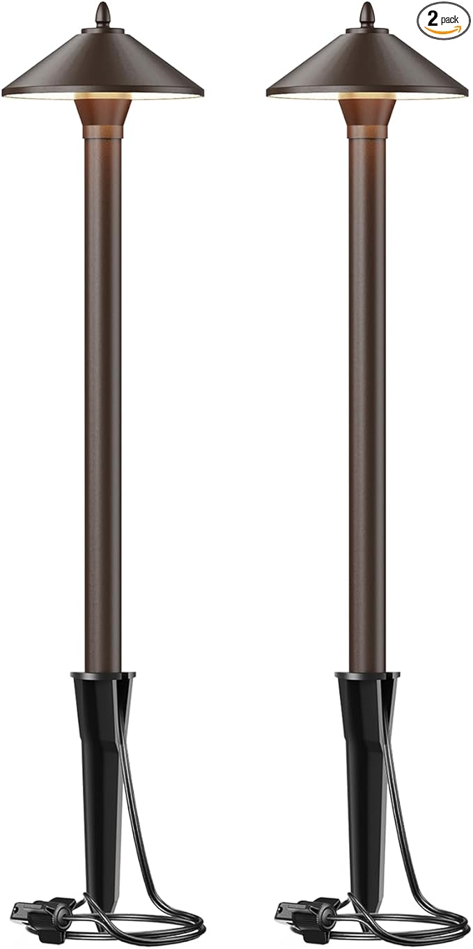 Malibu Low Voltage Pathway Lights 10W Pro Style Halogen Landscape Lighting 2Pack 2700K Warm White Path Light 12V AC Bronze Outdoor Walkway Lights for Yard Garden 8308-9103