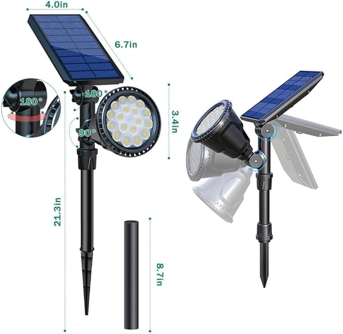 Solar Spot Lights Outdoor Bright Solar Landscape Spotlights Waterproof 18LED 2-in-1 Solar Powered Flag Light Adjustable Auto On/Off Uplights for Flag Pole Yard Garden Decor Patio 1Pack (Cool White)