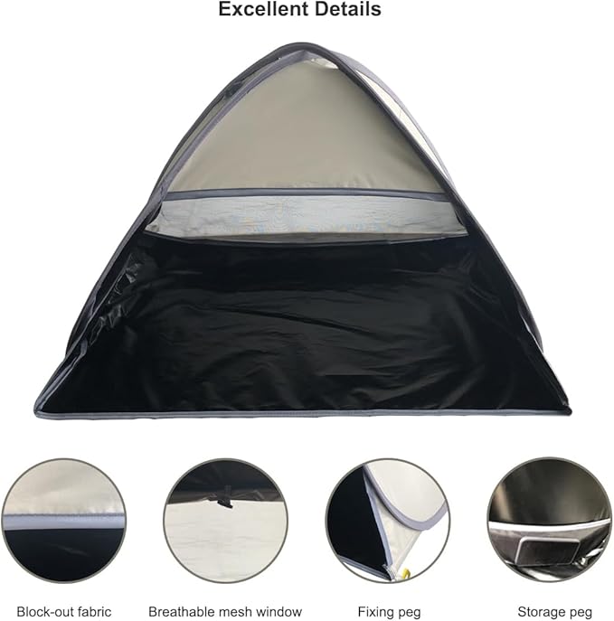 Small Pop Up Beach Tent with Meshed Window Portable Head Tent Beach Pet Shade for Small Dogs/Cats (Khaki)