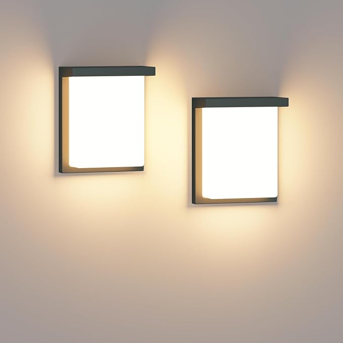 Tipace 2 Pack Modern Outdoor Led Wall Light30W 3000K 1200Lumen Porch &amp Patio Hardwired Outside Wall Mount Wall SconcesExterior IP65 Waterproof Aluminum Wall Lamp for Front Door Garage Garden
