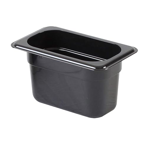 Thunder Group PLPA8194BK Food Pan 1/9 Size 4 deep Shatter and Scratch Resistant Dishwasher Safe Polycarbonate Black NSF Pack of 12