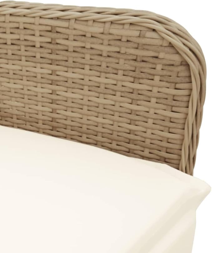 Beige Reclining Garden Chair Set 2-Piece Outdoor Lounge Seating for Patio Backyard Balcony