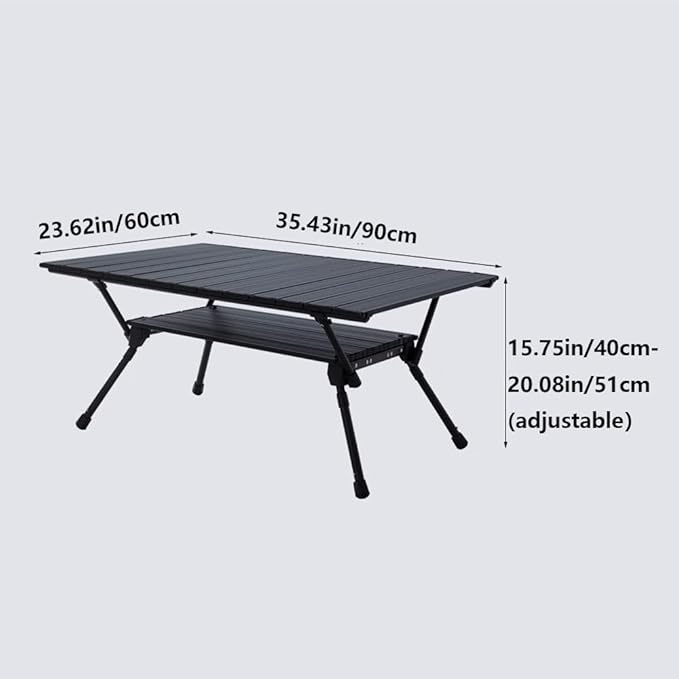 Adjustable Outdoor Camping Table Aluminum Double Lift Folding Table Stable and Lightweight Portable Picnic Table Suitable for Outdoor Camping Picnic Barbecue