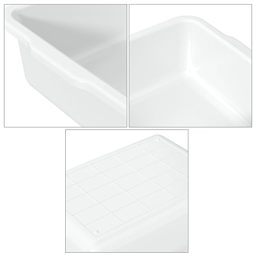 35 L Plastic Large Bus Bin Commercial Bus Tubs White 4 Packs