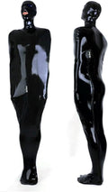 Black Full Body Latex Sleeping Bag Body Bag Open Mouth and Nose Crotch and Back Zipper Sleep Sack