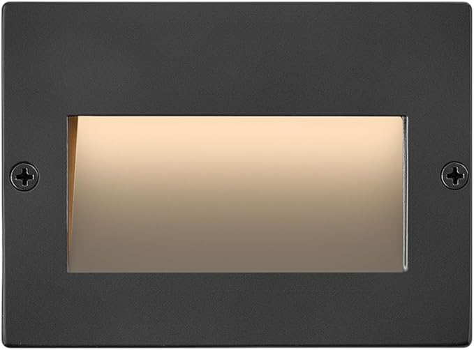 Hinkley Taper 12V Horizontal Step Light Wet Rated Stainless Steel Construction Recessed Mount Etched Lens ADA Matte Black Stainless Finish