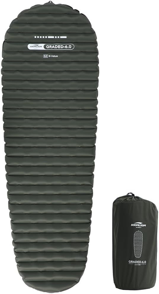 Camping Air Pad Graded 6.0 High R-Value 6 Insulation Warmth Comfort Compact Lightweight Air Mat Pump Bag Included Backpacking Climbing Outdoor Car Camping Inflatable Sleeping Pad