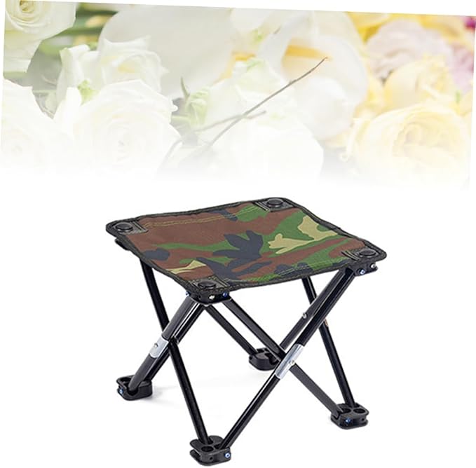 Large Camouflage Folding Stool Portable Fishing Chair Recreational Gear Sturdy Camping Seat Compact