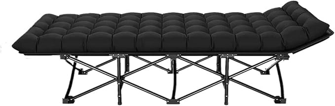 Folding Camping Cot Portable Ultralight Camping Bed Outdoor Fishing Assisted Recliner Foldable Single Person Simple Bed Tourism Equipment(66X176 Black3)