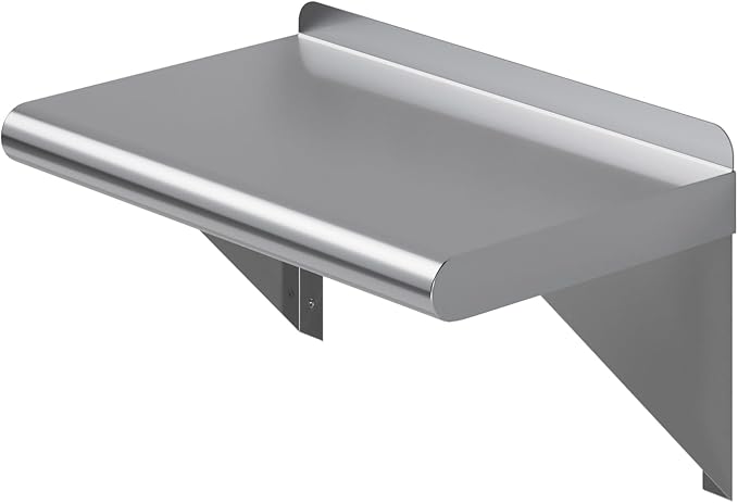 AmGood 10 in. x 16 in. Stainless Steel Wall Shelf | NSF Certified | Appliance &amp Equipment Metal Shelving | Kitchen Restaurant Garage Laundry Utility Room