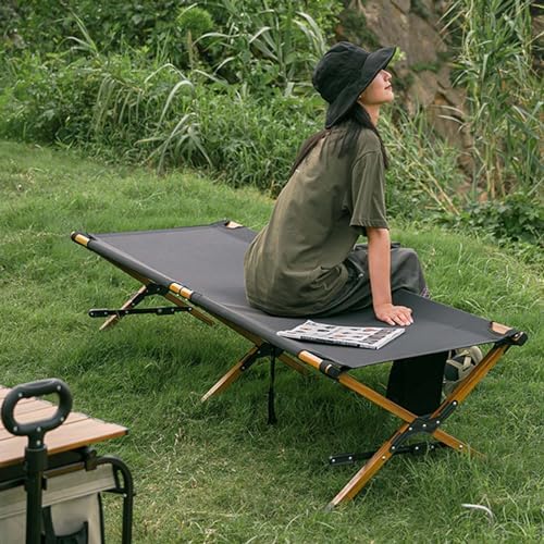 Portable Folding Adult BedCamping Cot Folding Camping Bed for Adults Portable Single Camping Cot Tent Bed Ultralight Comfortable Camp Bed Wood Frame Include Storage Bag for Indoor Out