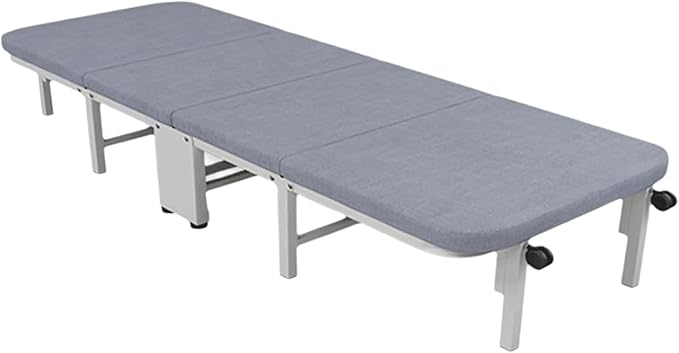 Four-fold Design Camping Cot with 360° Universal Wheels Portable Folding Bed for Sleeping 6-Level Adjustable Folding Cot